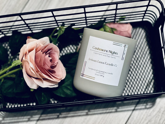 Cashmere Nights | Coconut Soy Wax| Wood Wick| Cashmere| Palo Santo| Candle