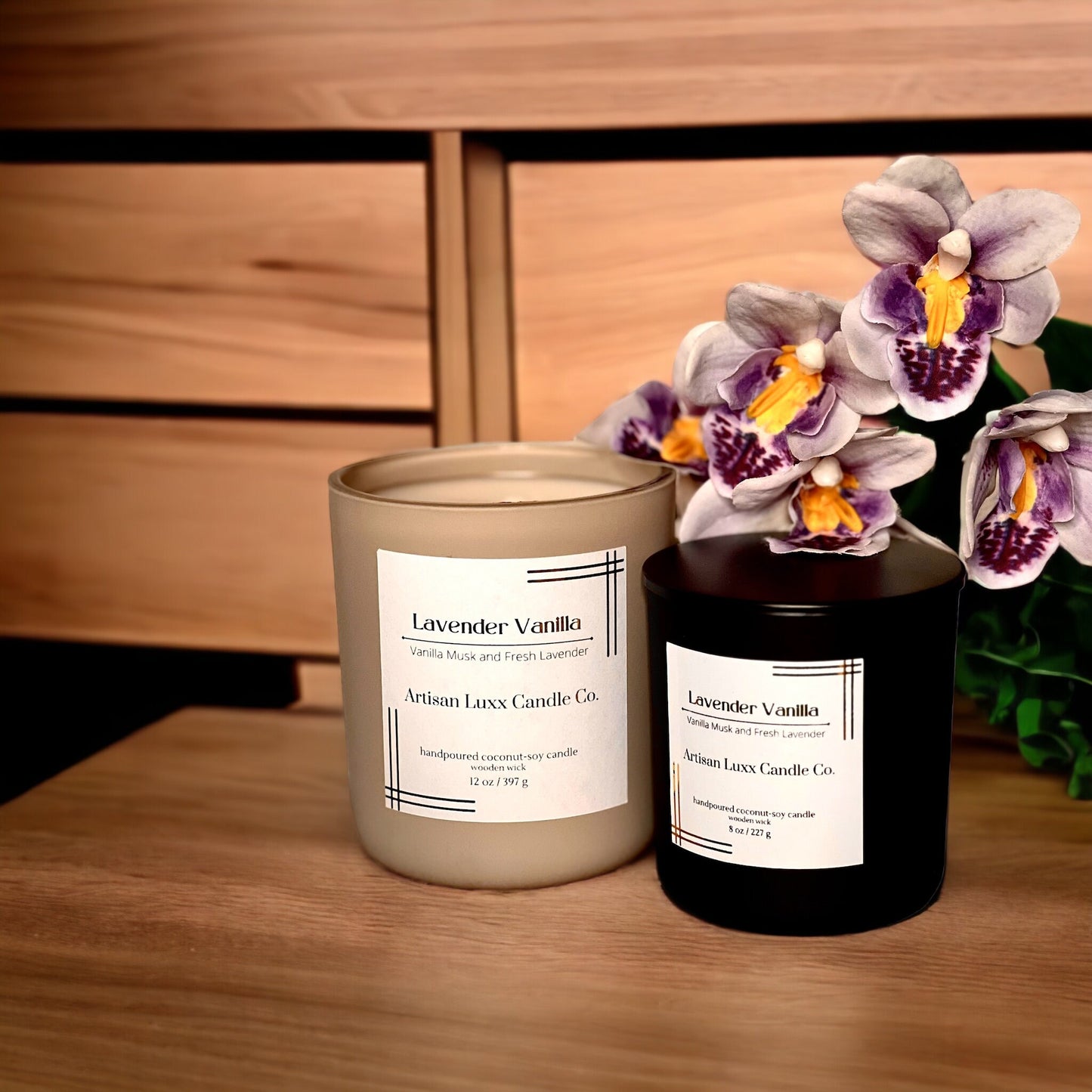 Lavender Vanilla| Coconut Soy Wax| Wood Wick| Vanilla| Lavender|Candle